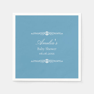 Serviette En Papier Elegant Blue Regency Style Baby Shower 