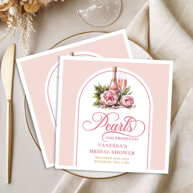 Serviette En Papier Elegant Blush and Gold Pearls Shower Napkins (Elegant Blush and Gold Pearls Shower Napkin)
