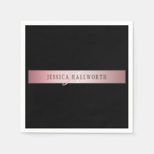 Serviette En Papier Elégant Blush Faux Rose Gold   Nom et initiales