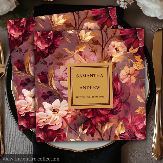 Serviette En Papier Élégant Blush Gold Burgundy Papier Mariage Napkins (Elegant Blush Gold Burgundy Wedding Paper Napkins)