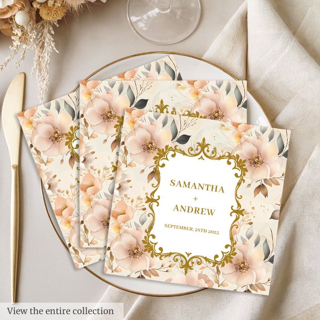 Serviette En Papier Élégant Blush Gold Mariage papier serviettes (Elegant Blush Gold Wedding Paper Napkins)