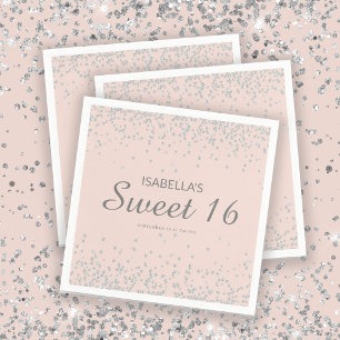 Serviette En Papier Élégant Blush Rose Silver Parties scintillant Sw