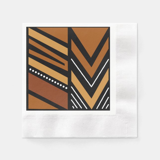 Serviette En Papier Élégant Bogolan Africain Design Papier Napkins (Devant)