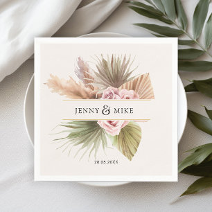 Serviette En Papier Elégant, Boho, Beige & Earth Tones Mariage
