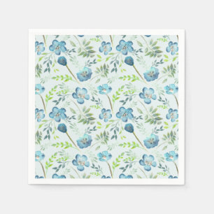 Serviette En Papier Elégant Boho bleu vert Aquarelle Floral