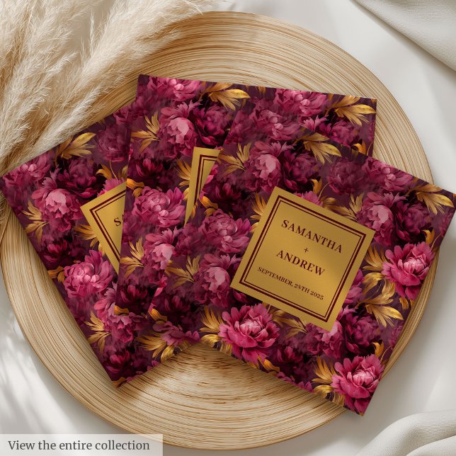 Serviette En Papier Élégant Boho Bourgogne Mariage rose serviettes (Elegant Boho Burgundy Pink Wedding Cloth Napkins)