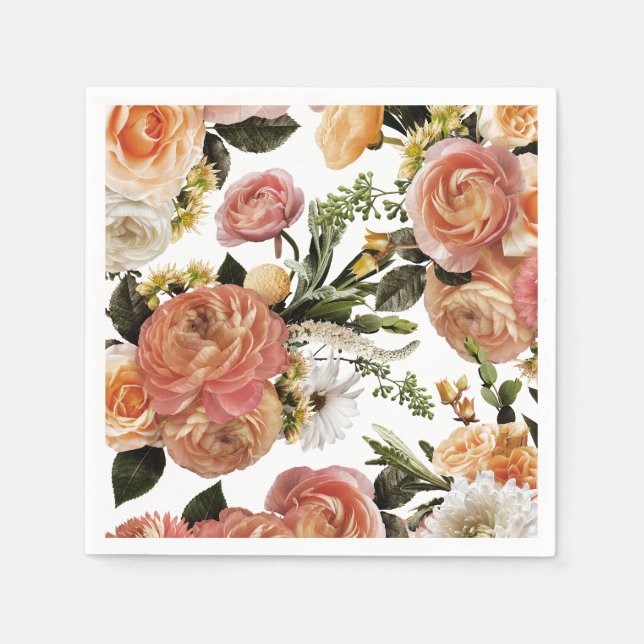 Serviette En Papier Élégant Boho Chic Fête des mariées florale serviet (Devant)