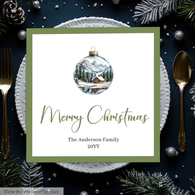 Serviette En Papier Elegant Boho Christmas Scene Botanical Dinner  (Elegant Boho Christmas Scene Botanical Dinner Napkins)