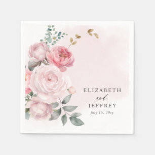 Serviette En Papier Elégant Boho été printemps Blush Floral Mariage