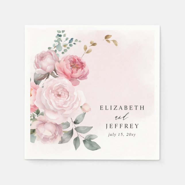 Serviette En Papier Elégant Boho été printemps Blush Floral Mariage (Devant)