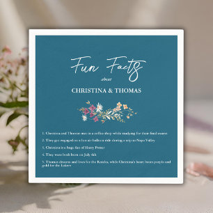 Serviette En Papier Elegant Boho Fleurs sauvages Blue Fun Facts Mariag