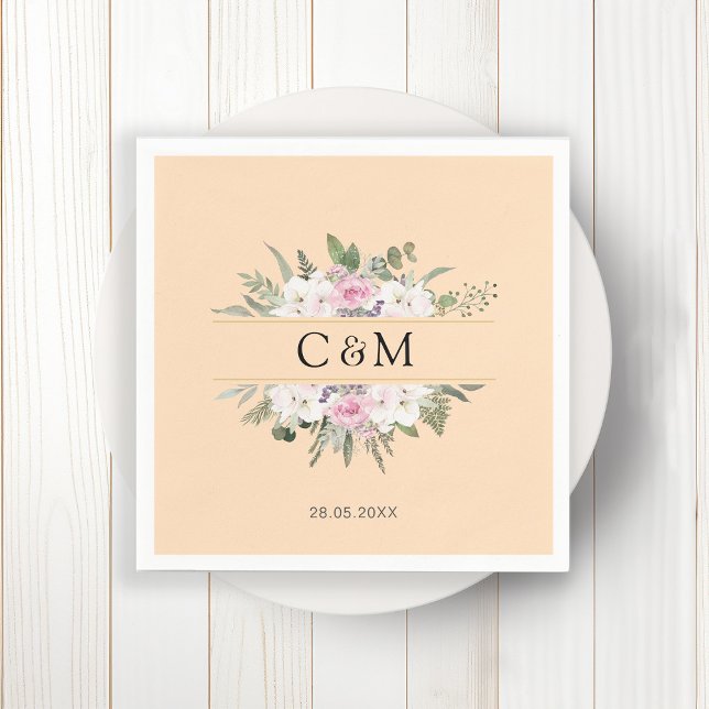 Serviette En Papier Élégant Boho Floral (Créateur téléchargé)