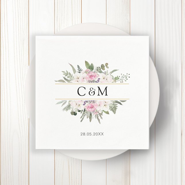 Serviette En Papier Élégant Boho Floral (Créateur téléchargé)