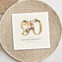 Elégant Boho Floral Gold Foil 90e anniversaire