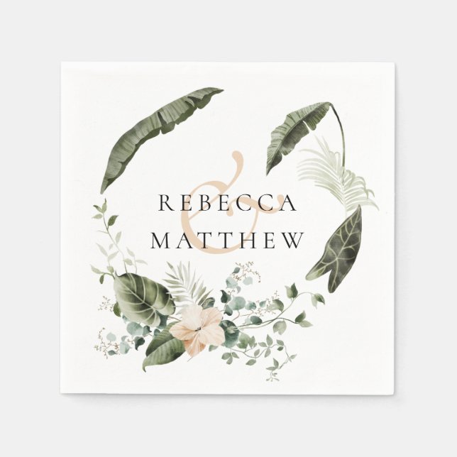 Serviette En Papier Elégant Boho Floral Mariage (Devant)