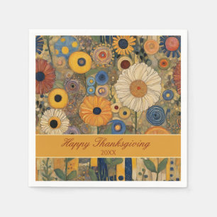 Serviette En Papier Elégant Boho Floral Thanksgiving