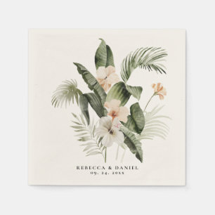Serviette En Papier Élégant Boho Floral Verdure