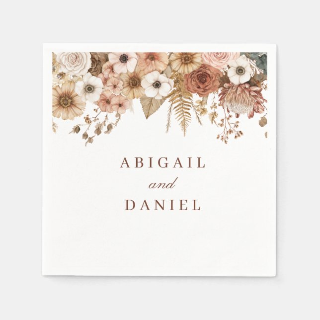 Serviette En Papier Elegant Boho Floral Wedding  (Devant)