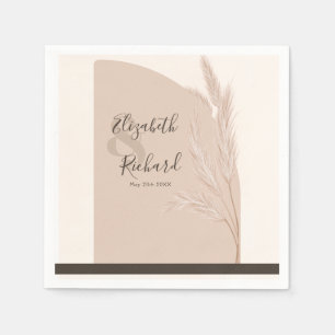 Serviette En Papier Elégant Boho Pampas Grass Mariage moderne