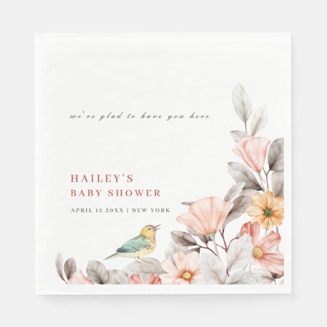 Serviette En Papier Elegant Boho Rustic Fleur sauvage Baby shower (Devant)