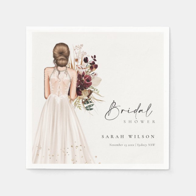 Serviette En Papier Elegant Boho White Mariage Gown Fête des mariées (Devant)