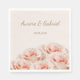 Serviette En Papier Elégant bouquet Blush Rose champagne Mariage or