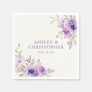Serviette En Papier Élégant bouquet de fleurs de lavande aquarelle pou
