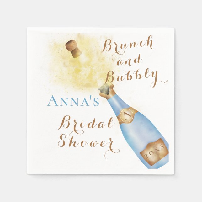 Serviette En Papier Elégant Brunch et Fête des mariées Bubbly (Devant)