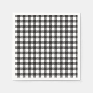 Serviette En Papier Élégant Buffle noir et blanc Plaid Holiday