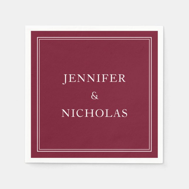 Serviette En Papier Elegant Burgundy Wedding (Devant)