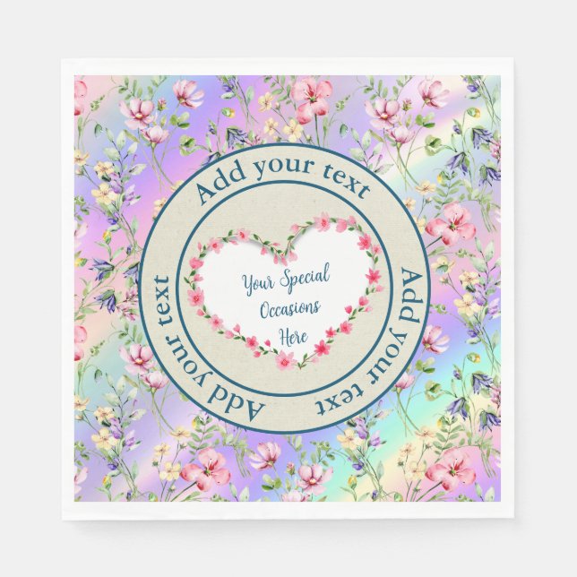 Serviette En Papier Elégant cadre de coeur floral : pour chaque occasi (Devant)