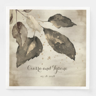 Serviette En Papier Elégant café & Champagne Gold Splash Cinq feuilles