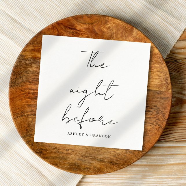 Serviette En Papier Élégant Calligraphe Script La Nuit Avant Les Servi (Créateur téléchargé)