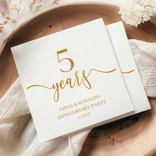 Serviette En Papier Élégant Champagne 5e anniversaire Mariage