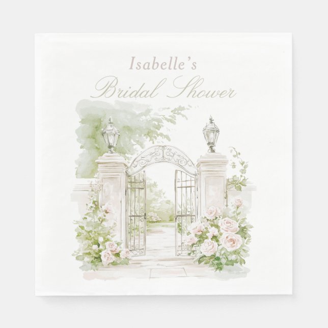 Serviette En Papier Elégant Château Français Pastel Jardin Marial (Devant)