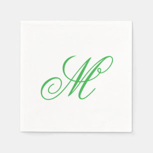 Serviette En Papier Élégant chaux vert Monogramme initial