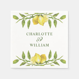 Serviette En Papier Elégant citrons Aquarelle Mariage