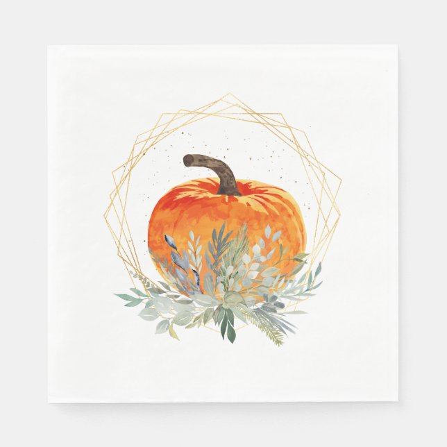 Serviette En Papier Élégant Citrouille floral (Devant)