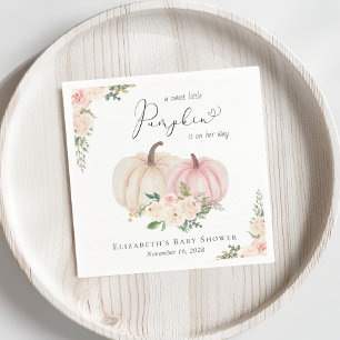 Serviette En Papier Élégant Citrouille rose Floral Baby Girl Douche