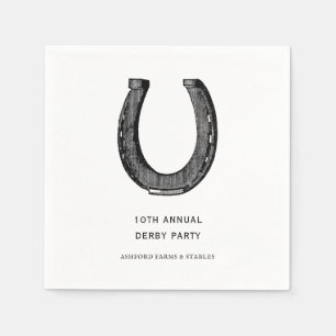 Serviette En Papier Élégant Classic Black White Horse Race Derby Par