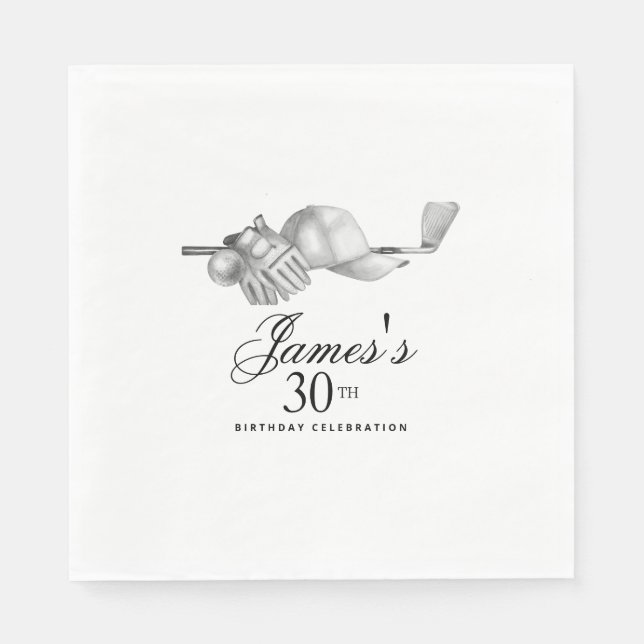 Serviette En Papier Elégant Classic Golf 30e Anniversaire Fête Personn (Devant)
