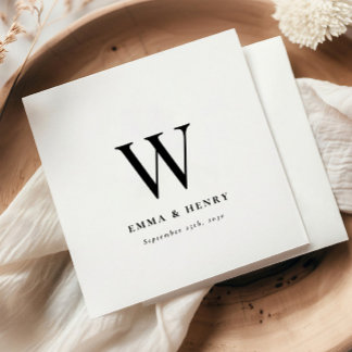 Serviette En Papier Elegant Classic Last Name Initial Wedding