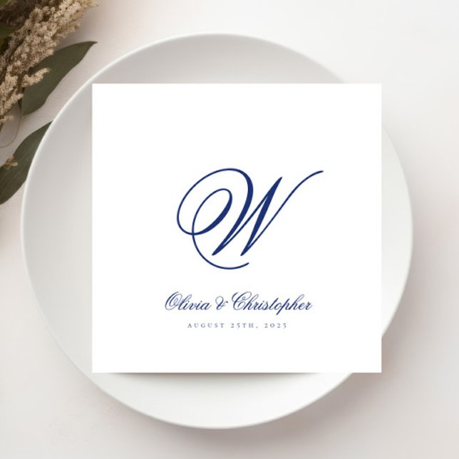 Serviette En Papier Elegant Classic Nom Mariage initial (Créateur téléchargé)