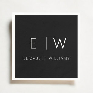 Serviette En Papier Élégant classique minimaliste moderne noir blanc