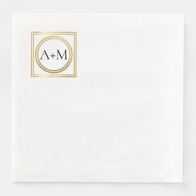 Serviette En Papier Élégant classique moderne Mariage Monogramme (Devant)