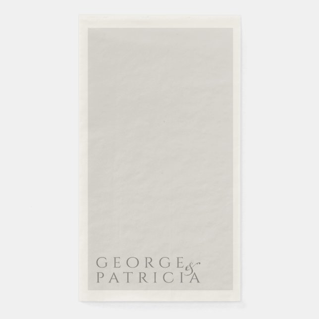 Serviette En Papier Élégant classique moderne typographie Mariage gris (Devant)