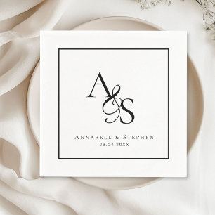 Serviette En Papier Élégant, Classique, Monogramme, Mariage