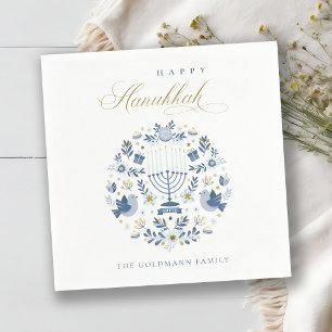 Serviette En Papier Elégant Classy Marine Bleu Bonne Hanoukka Floral N
