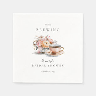 Serviette En Papier Elegant Coffee Love is Brewing Shower de Mariage