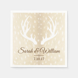 Serviette En Papier Élégant collier blanc cerf & cache de la peau Impr